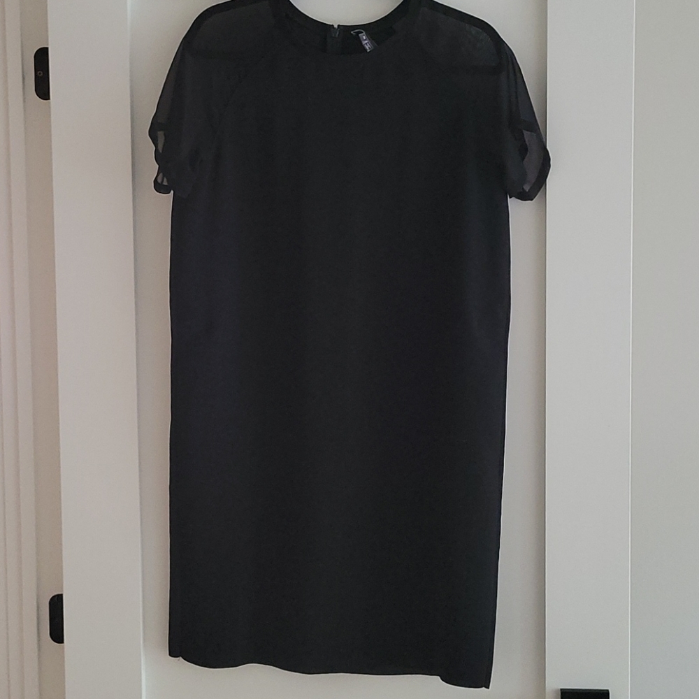 Vince black shift dress with chiffon sleeves